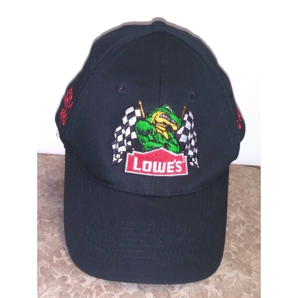 Nascar Hat Cap Lowes Racing Mens Strap Back Black w/Gator embroidery NWOT 2017